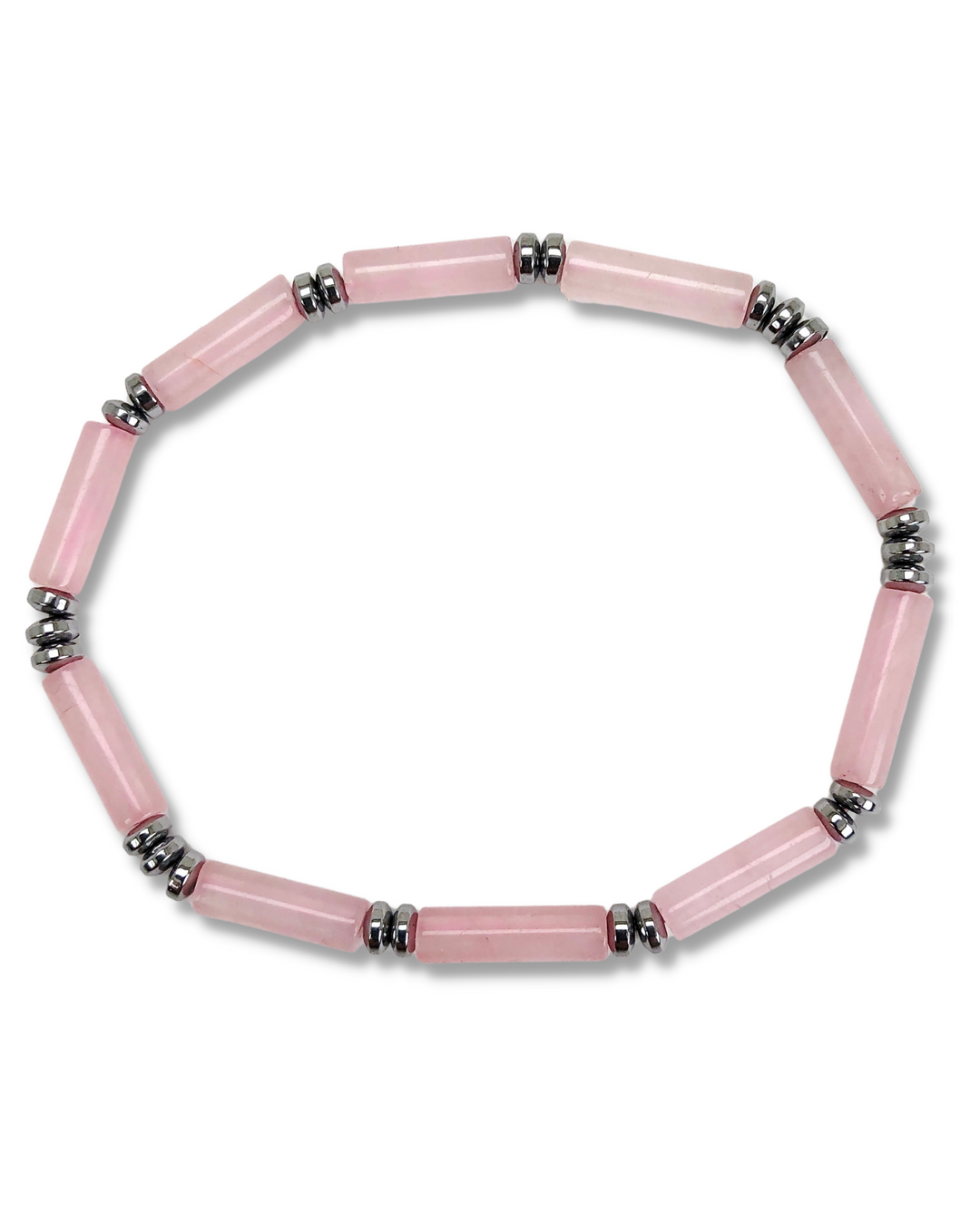 Rose Quartz Gemstone Tube Bracelet