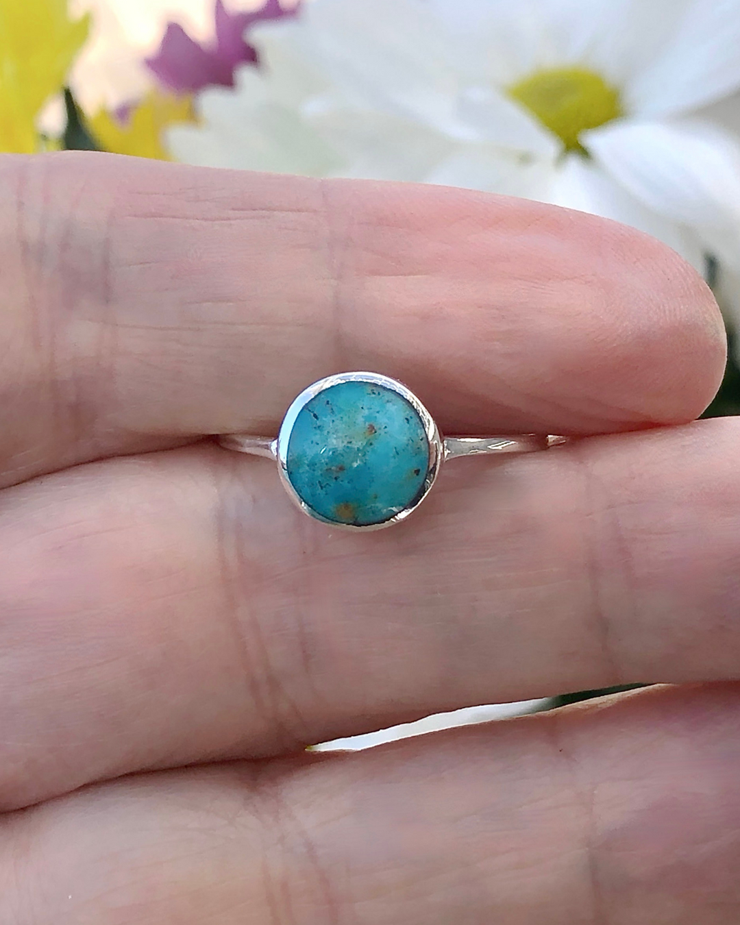 Sterling Silver Round Turquoise Ring