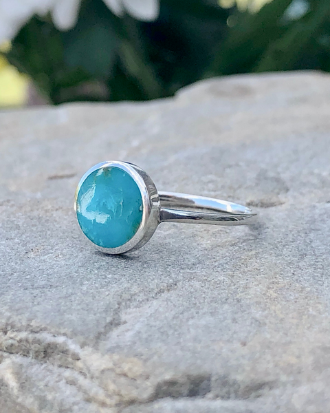 Sterling Silver Round Turquoise Ring