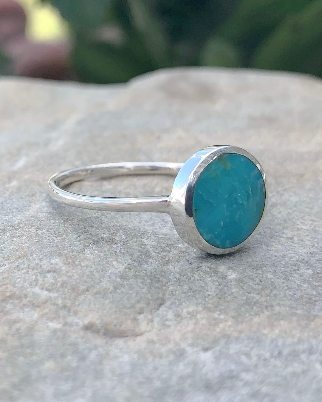 Sterling Silver Round Turquoise Ring