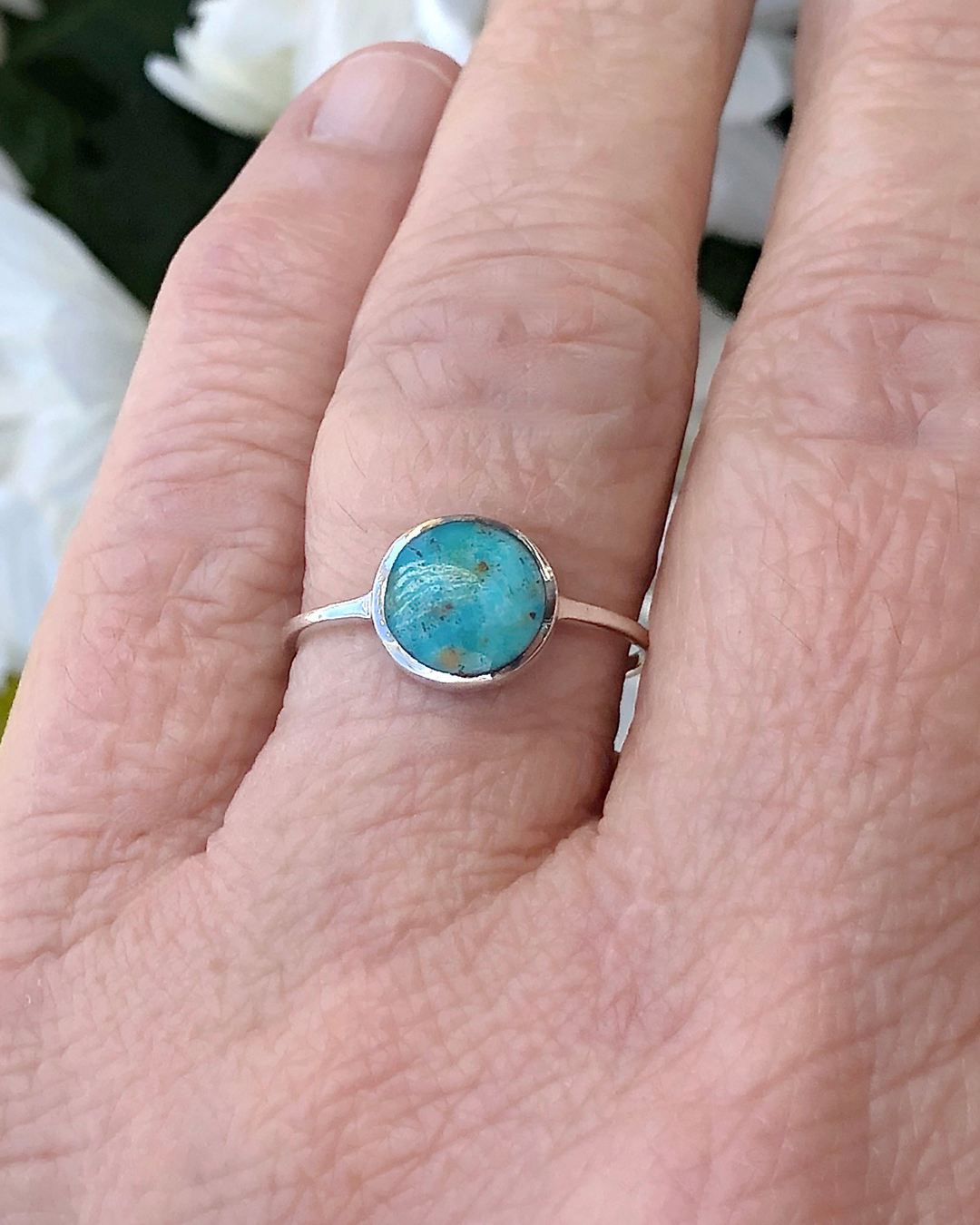 Sterling Silver Round Turquoise Ring