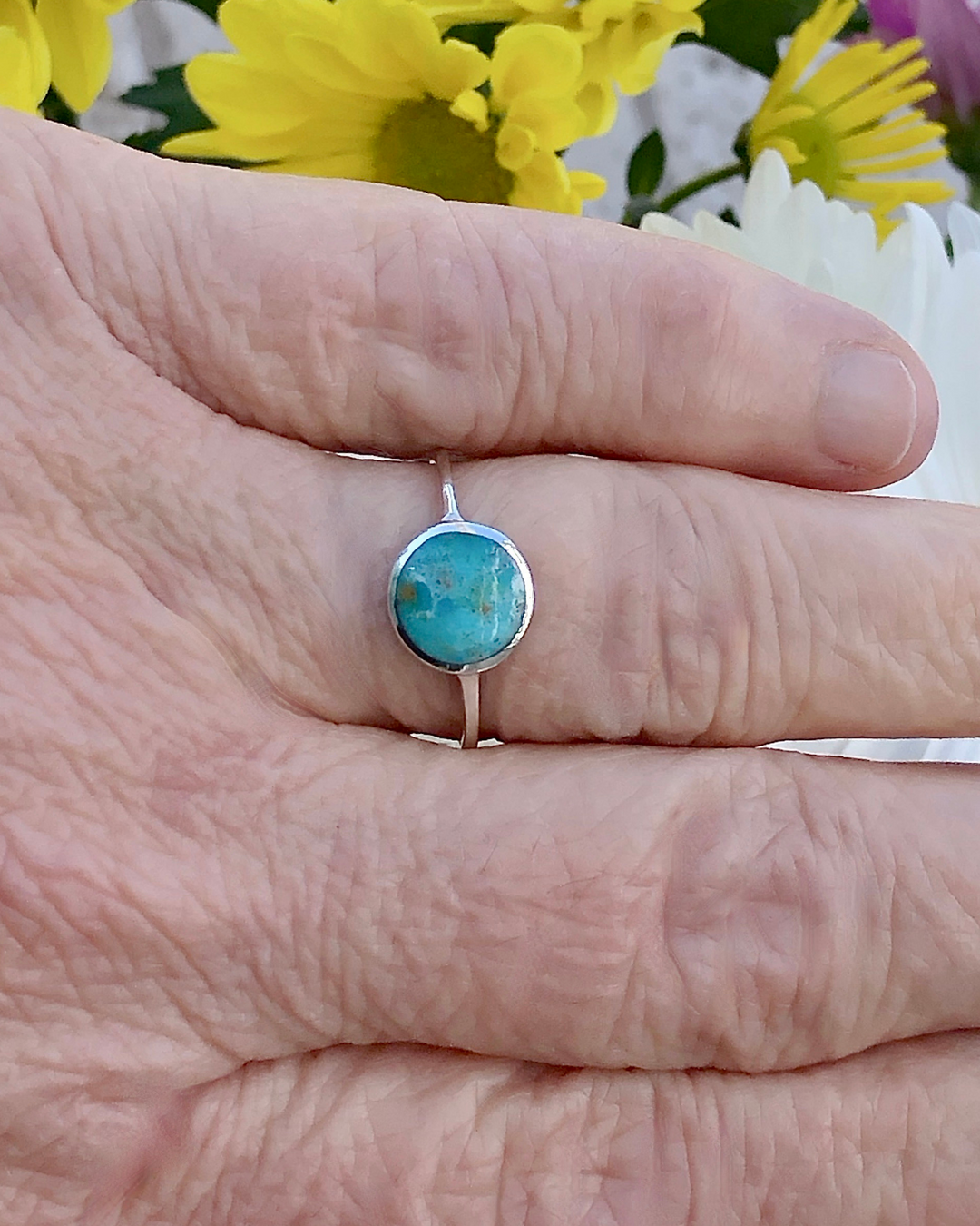 Sterling Silver Round Turquoise Ring