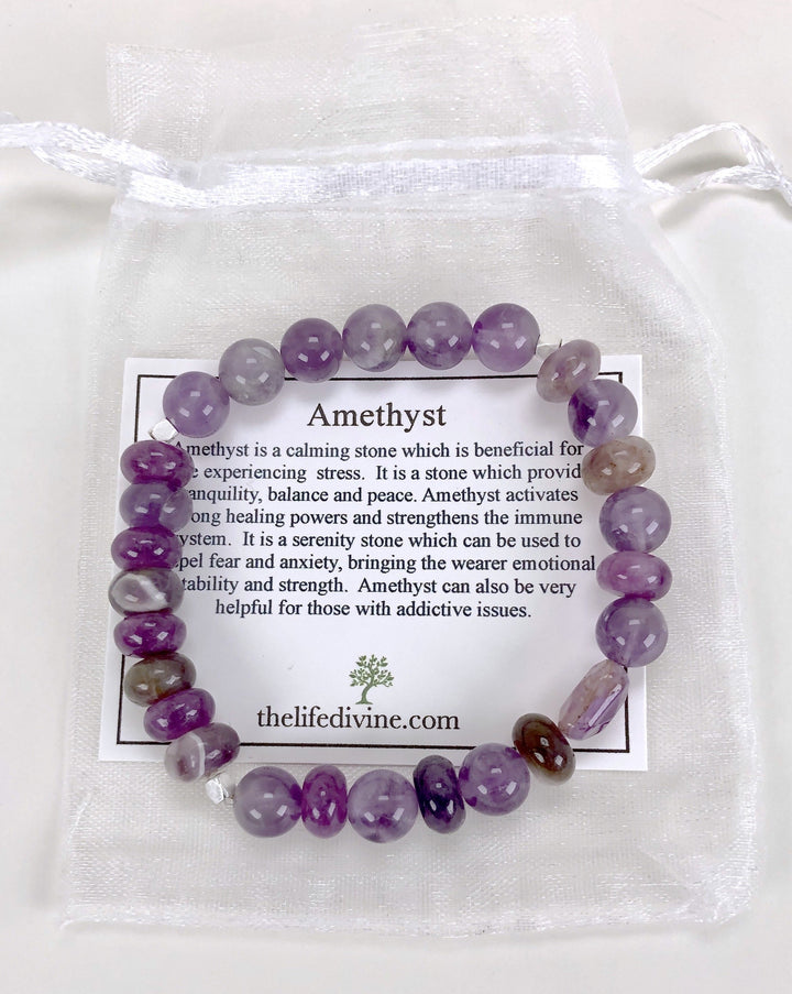 Amethyst 8mm Gemstone Bracelet