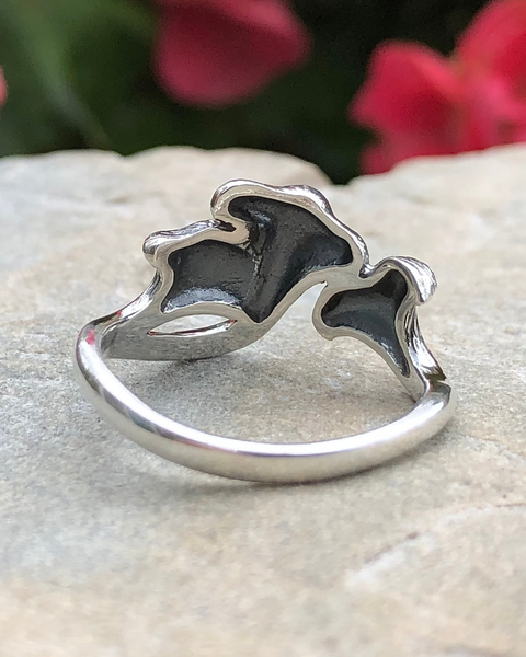Back view of Sterling Silver Chanterelle mushroom ring 