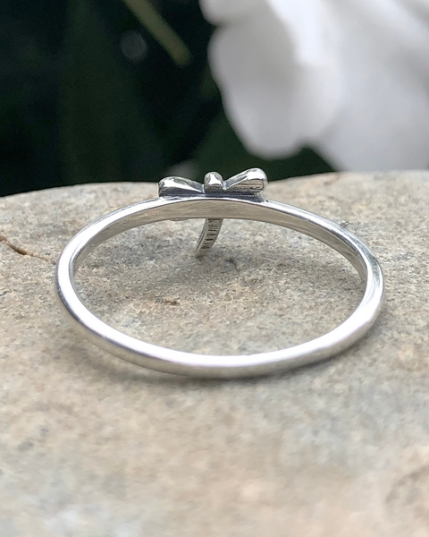 Tiny Dragonfly Sterling Silver Ring