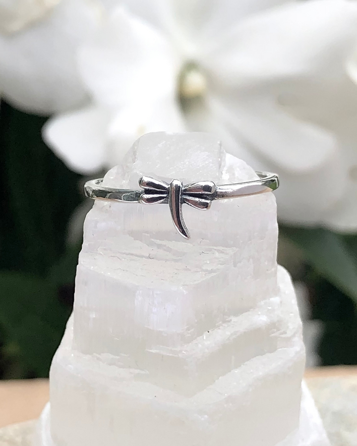 Tiny Dragonfly Sterling Silver Ring