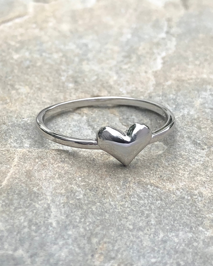 Sterling Silver Heart Ring on stone
