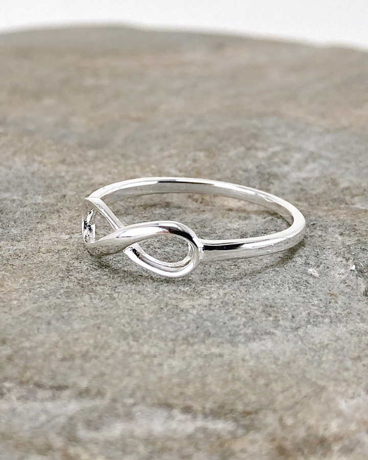 Silver Infinity Ring on stone