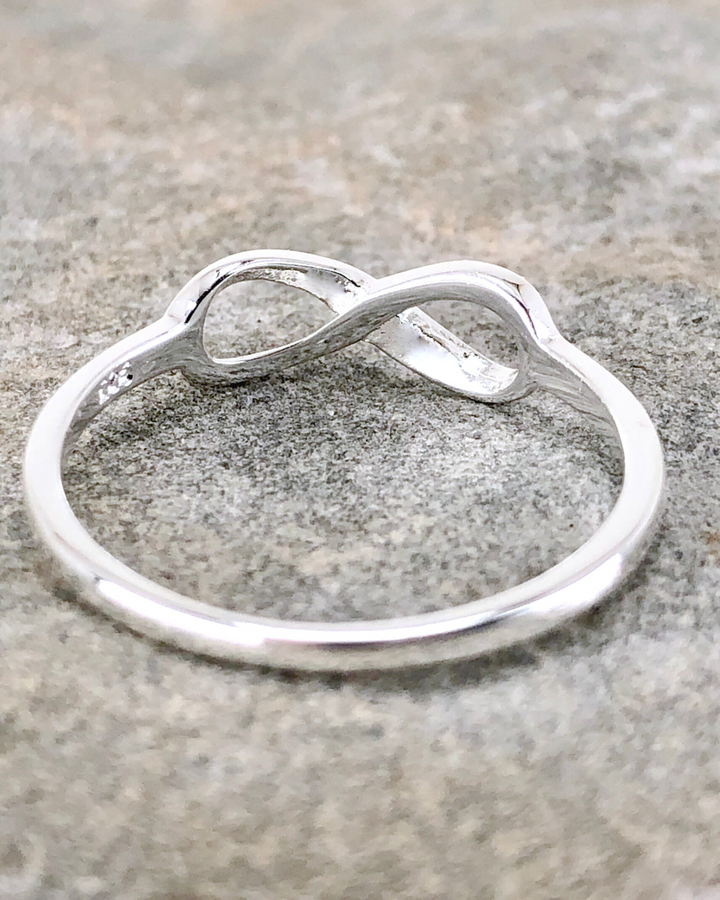 Silver Infinity Ring on stone back view
