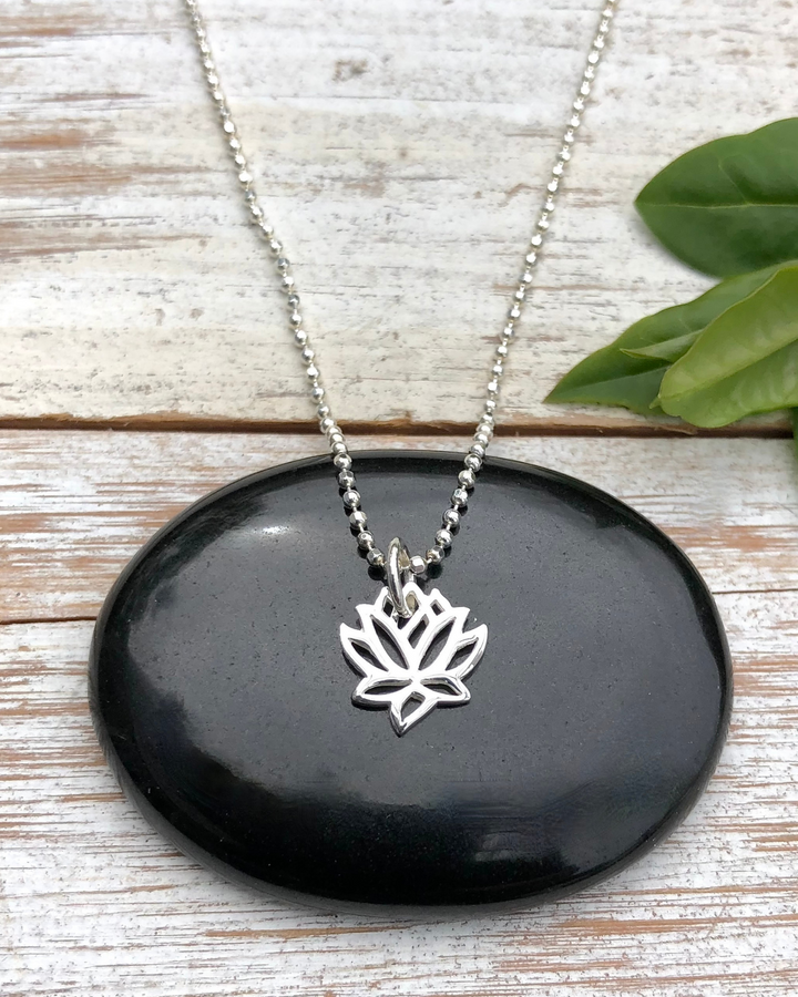 Tiny Lotus Charm Necklace