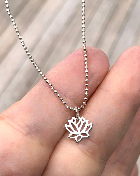 Tiny Lotus Charm Necklace