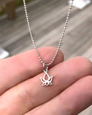 Tiny Silver Lotus Necklace