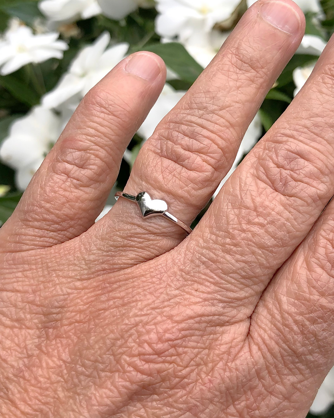 Sterling Silver Heart Ring on finger