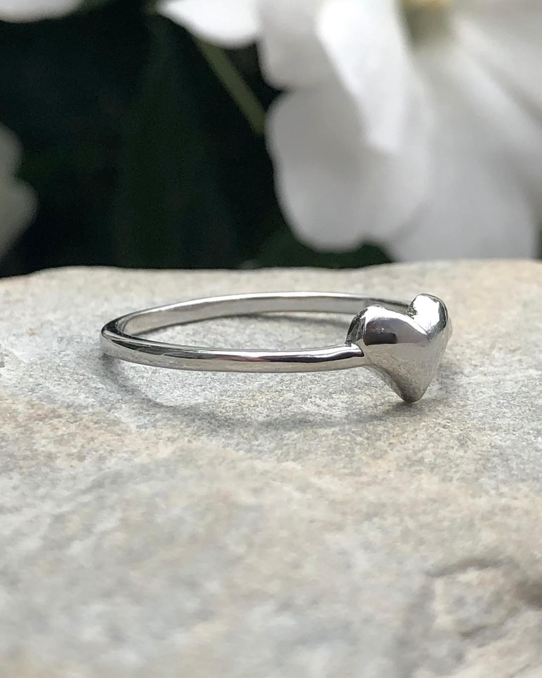 Sterling Silver Heart Ring side view