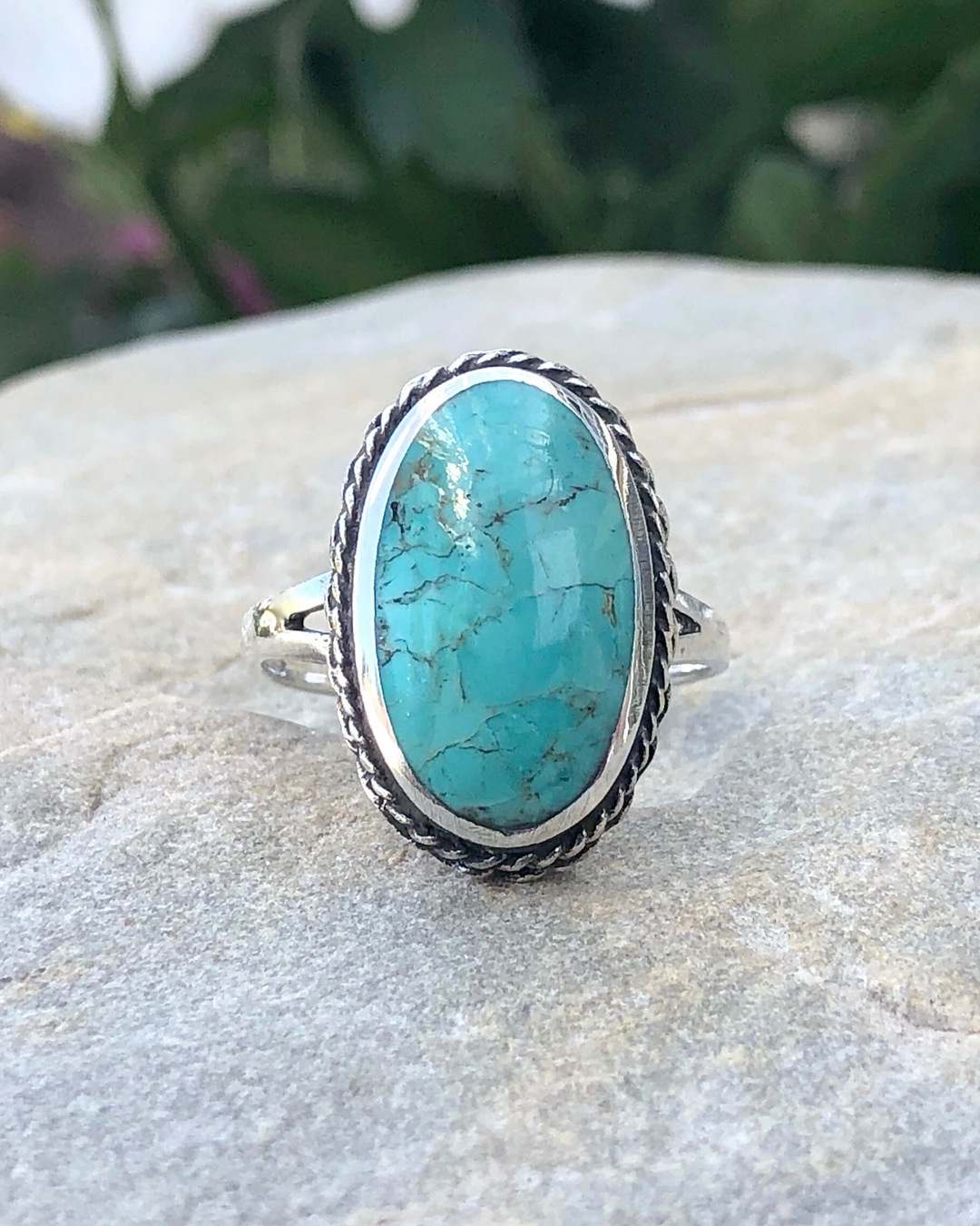 Sterling Silver Large Oval Turquoise Ring