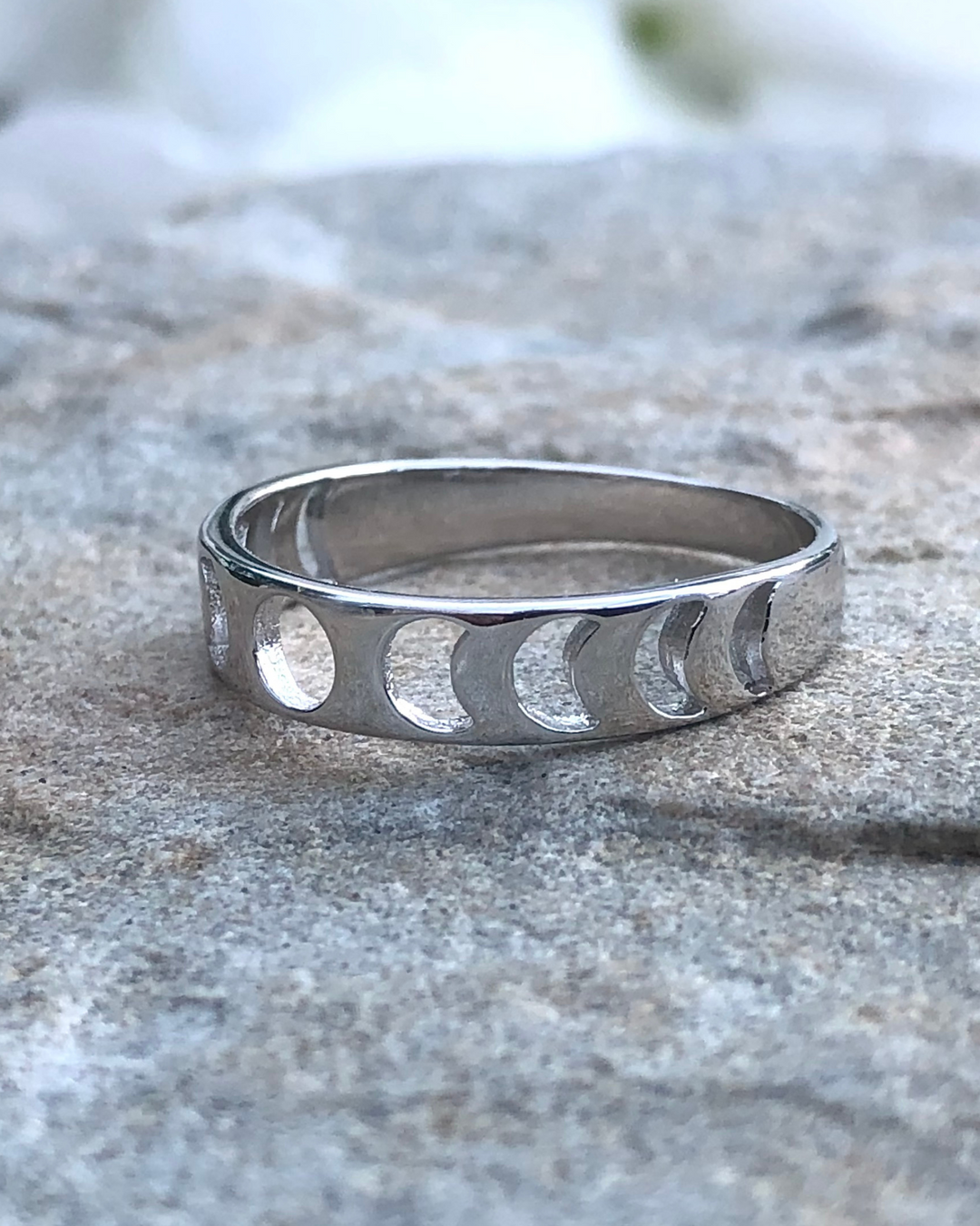 Sterling Silver Moon Phases Cut Out Ring