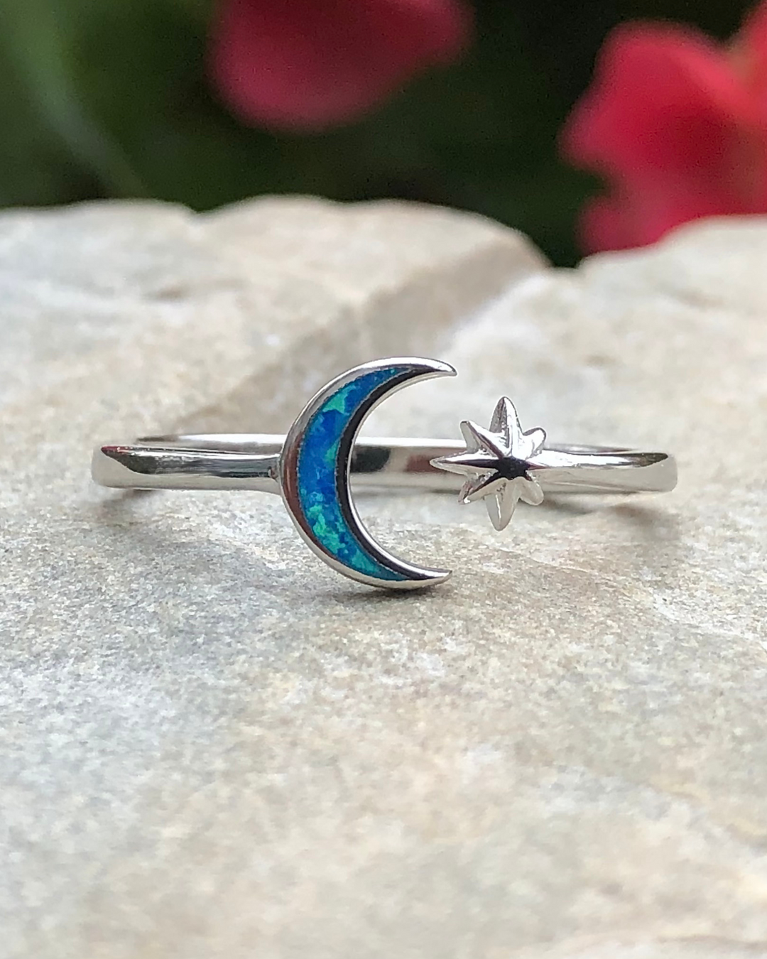 Sterling Silver Blue Opal Moon & Star Pendant by Alamea Sterling Silver Blue Opal Moon & Star Pendant by Alamea