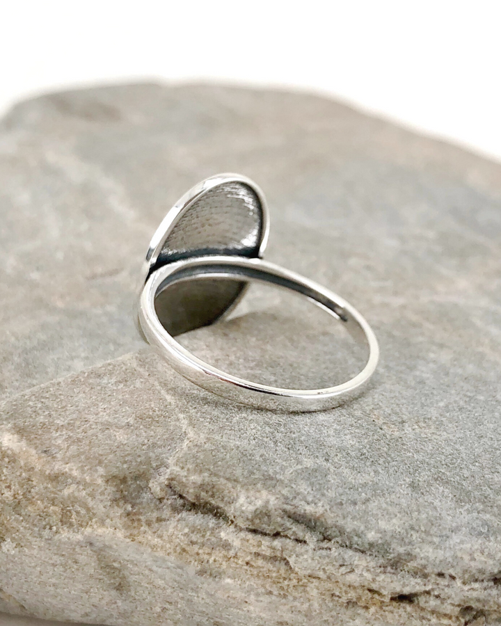 Sterling Silver Ouroboros Ring on stone back view