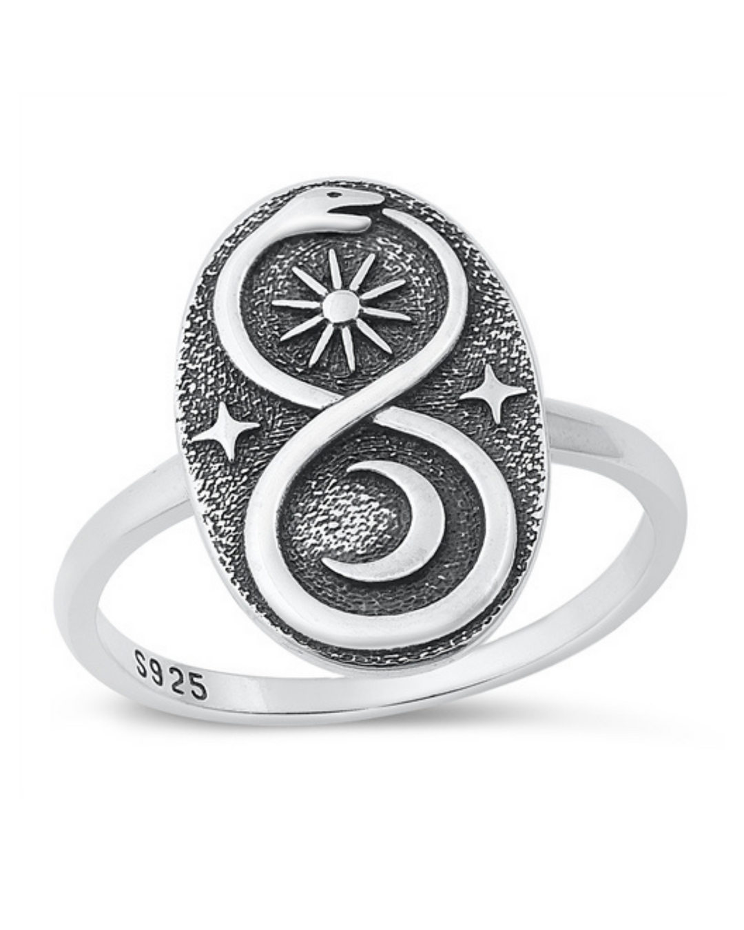 Sterling Silver Ouroboros Ring on white background