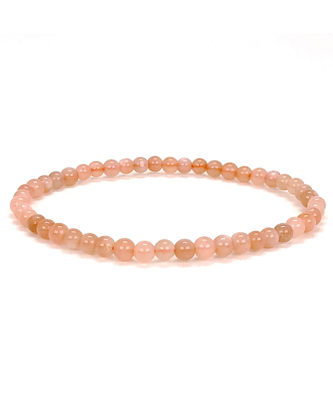 Sunstone 4mm Beaded Gemstone Bracelet on a white background.