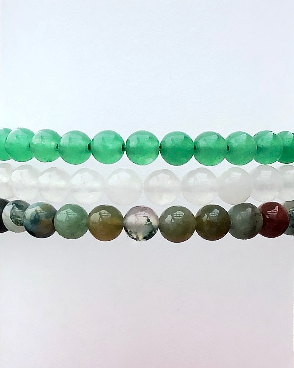 Aventurine, Snow Quartz and Indian Agate 6mm Beaded Gemstone Bracelet s