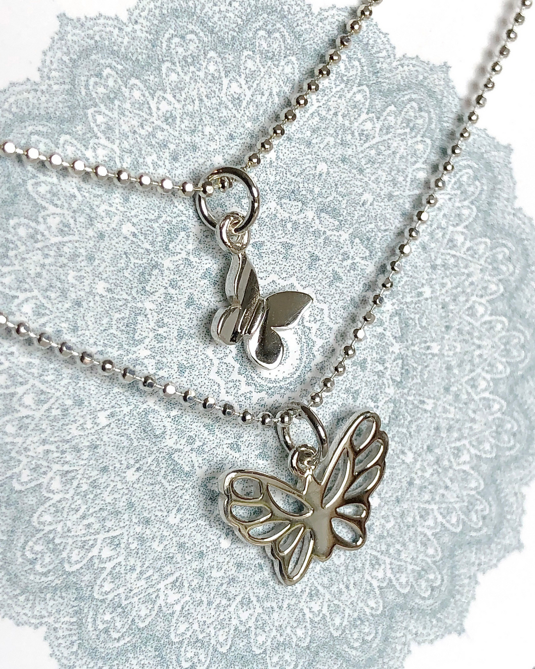 Mother and Daughter Butterfly Necklace Set