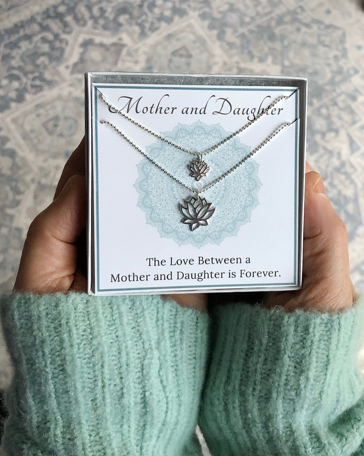 Mother and Daughter Lotus Necklace Set