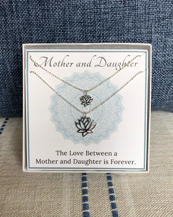 Mother and Daughter Lotus Necklace Set