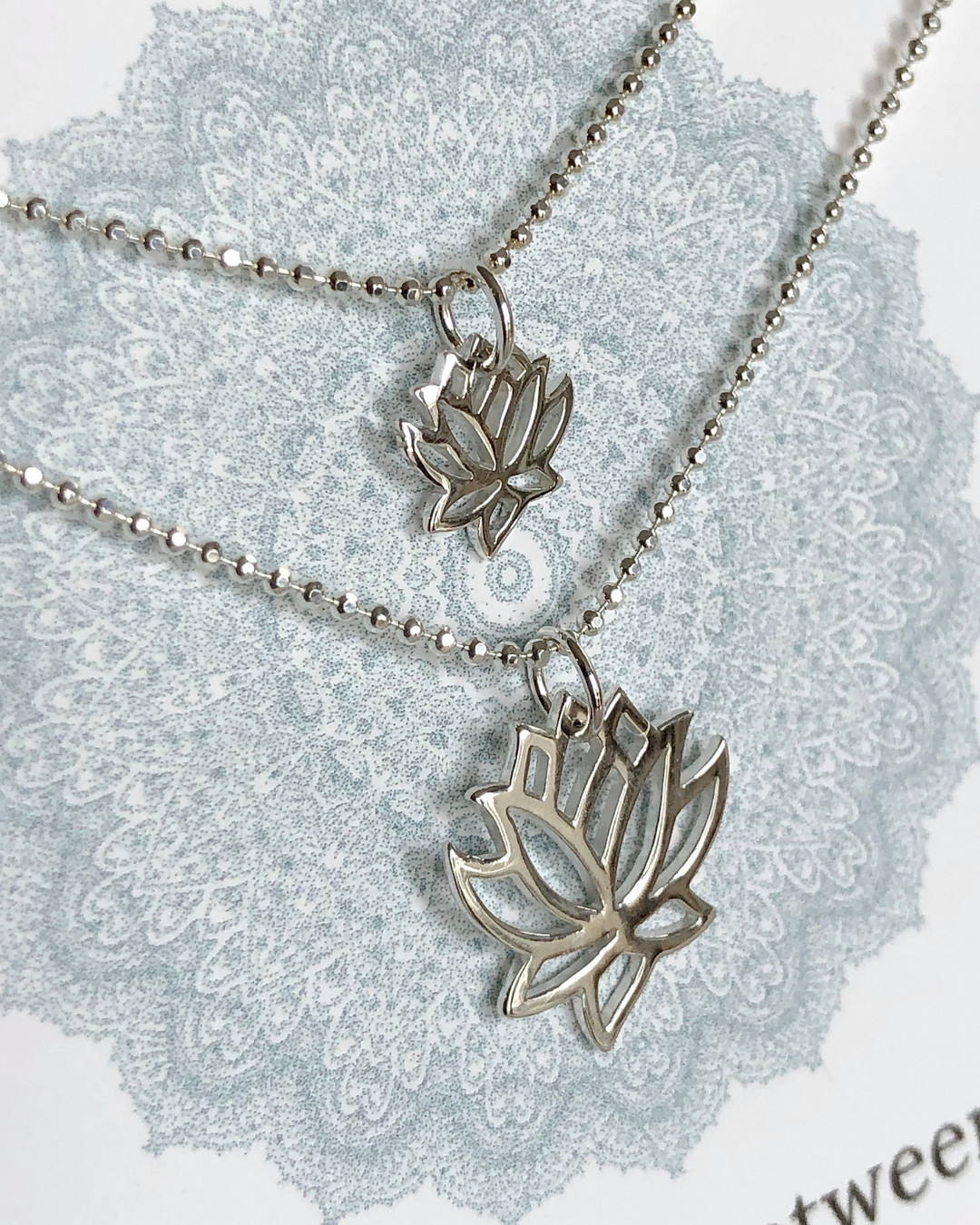 Mother and Daughter Lotus Necklace Set