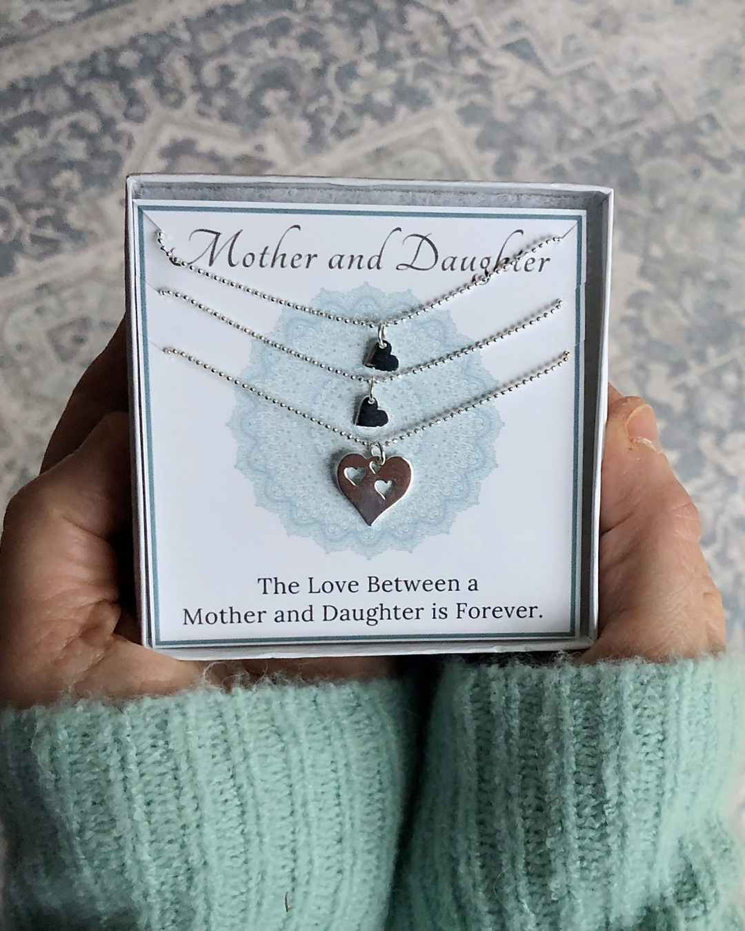 Mother and Two Daughters Heart Necklace Set