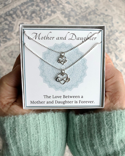 Mother and Daughter Infinity Heart Necklace Set
