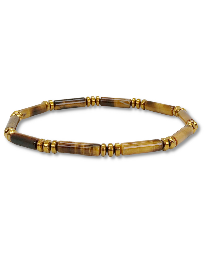 Tiger Eye Gemstone Tube Bracelet