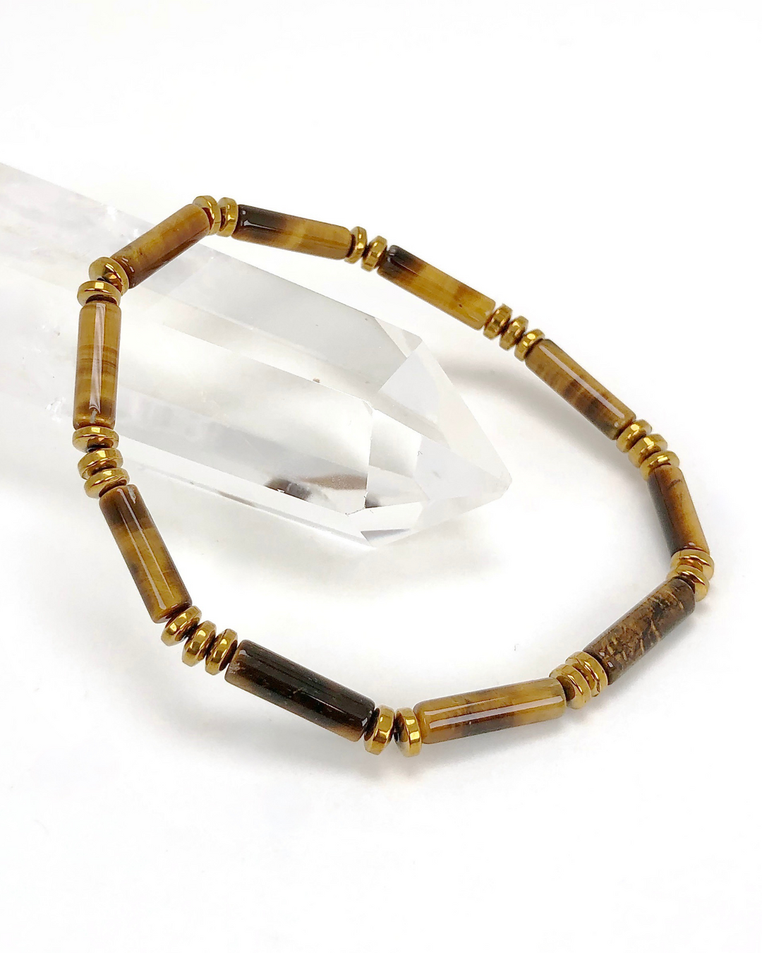 Tiger Eye Gemstone Tube Bracelet