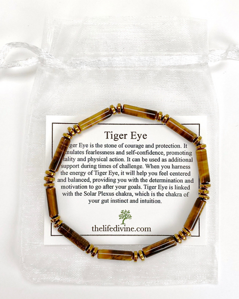 Tiger Eye Gemstone Tube Bracelet