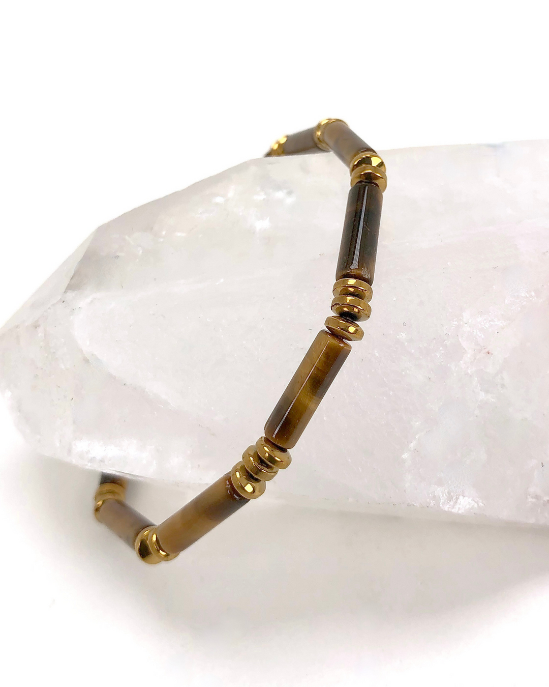 Tiger Eye Gemstone Tube Bracelet