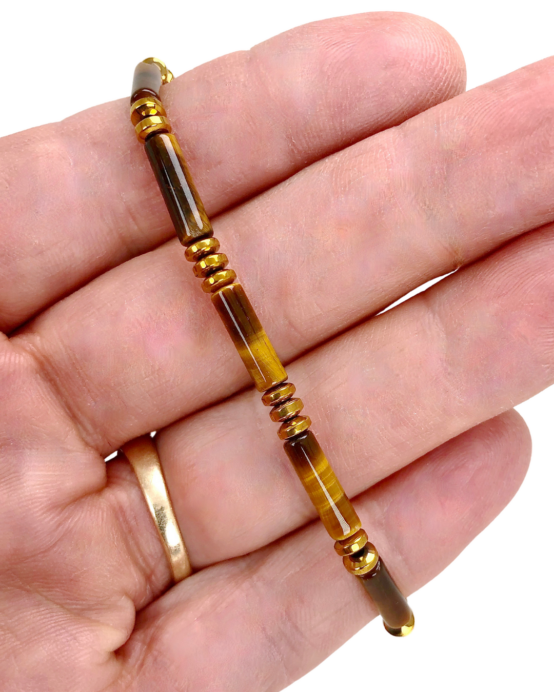 Tiger Eye Gemstone Tube Bracelet