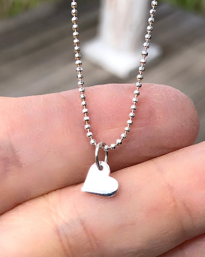 Tiny Hanging Heart Charm Necklace