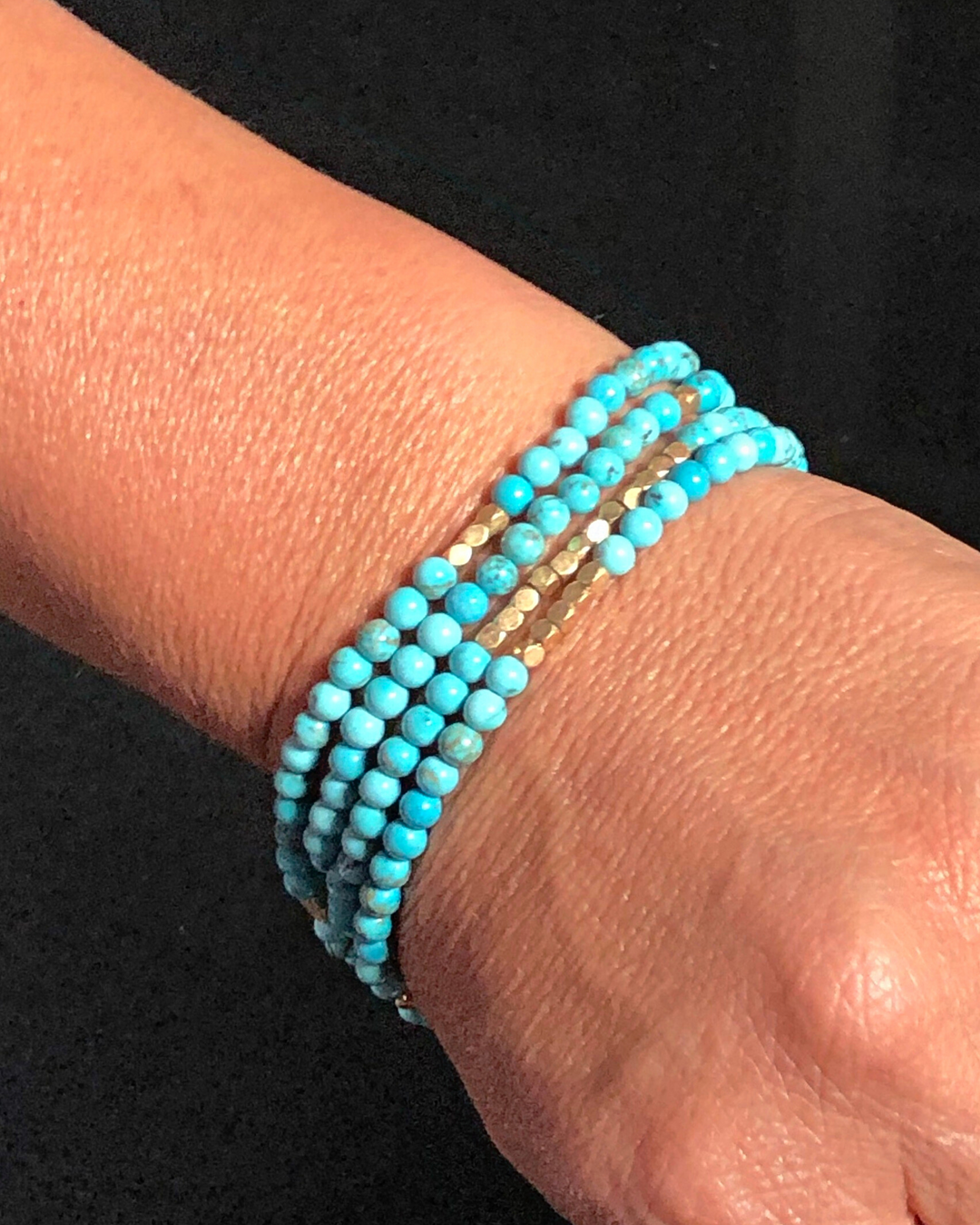 Turquoise With Gold Accents Gemstone Wrap