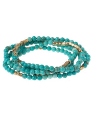 Turquoise With Gold Accents Gemstone Wrap