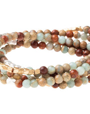 Aqua Terra With Gold and Silver Accents Gemstone Wrap