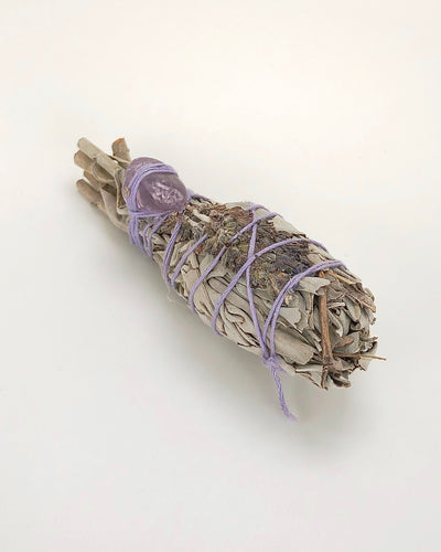 White Sage with Lavender and Amethyst Crystal