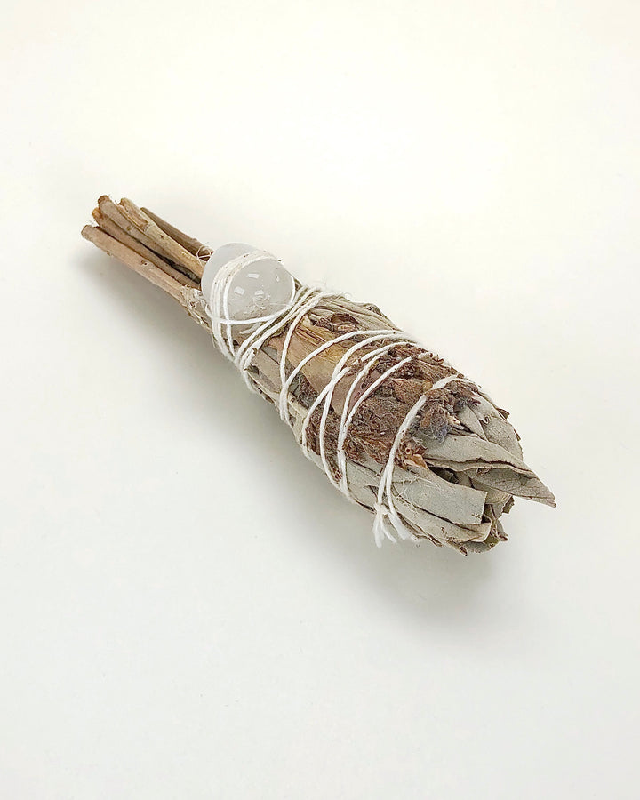 White Sage with Lavender and Quartz Crystal