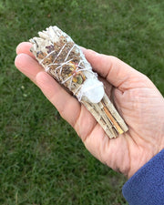 White Sage with Lavender and Quartz Crystal