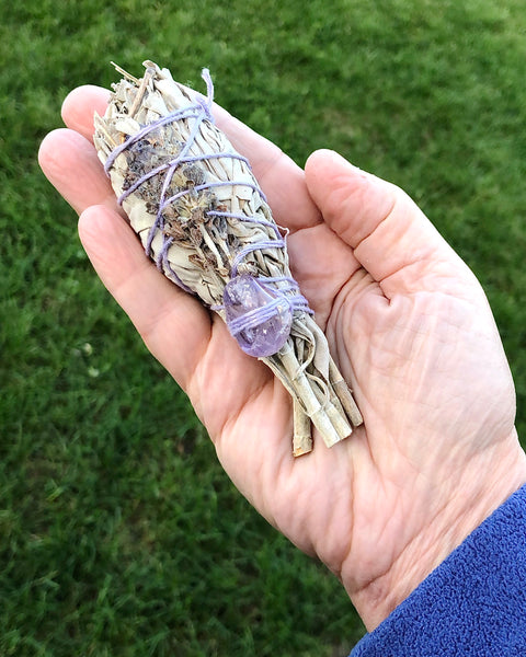 White Sage with Lavender and Amethyst Crystal
